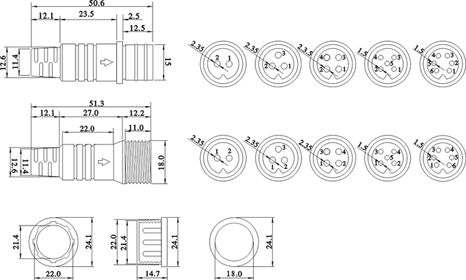 M18防水插頭規(guī)格尺寸 M18防水插頭規(guī)格尺寸